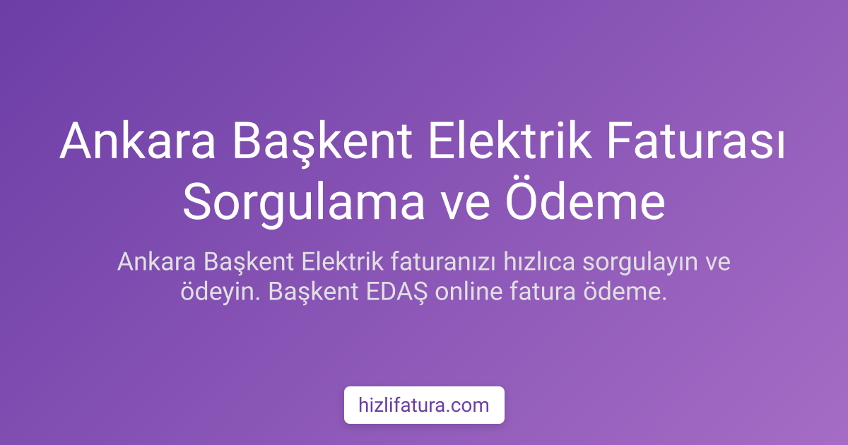 Ankara Elektrik Faturası