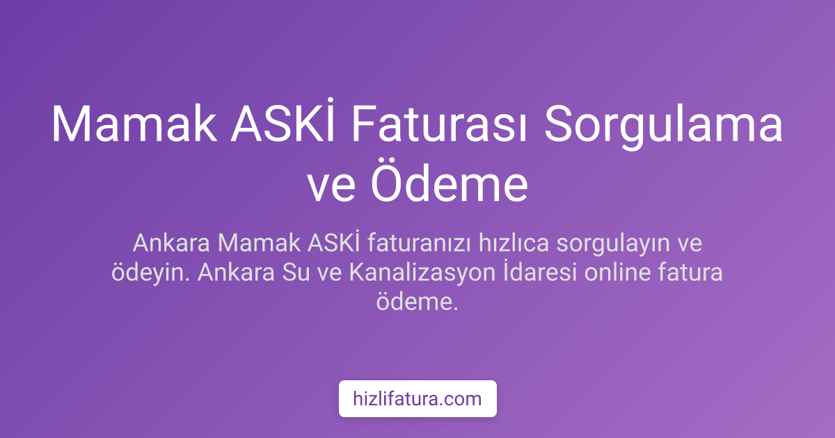 Mamak Su Faturası Ödeme - Ankara Yöntemleri