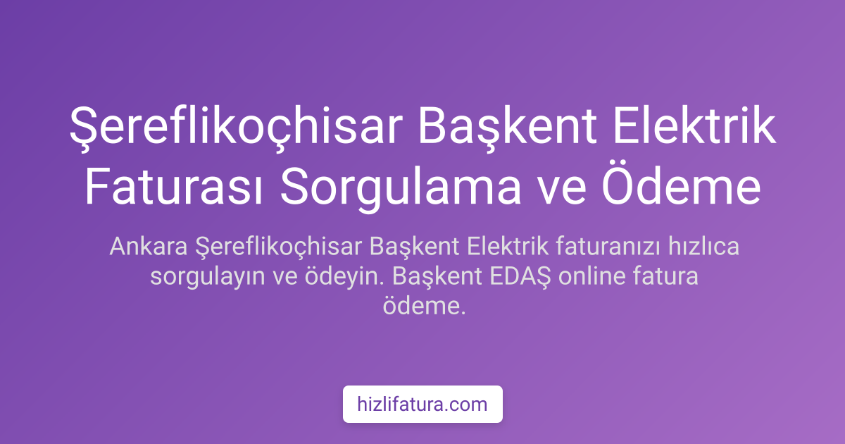 Şereflikoçhisar Elektrik Faturası Ödeme - Ankara Yöntemleri