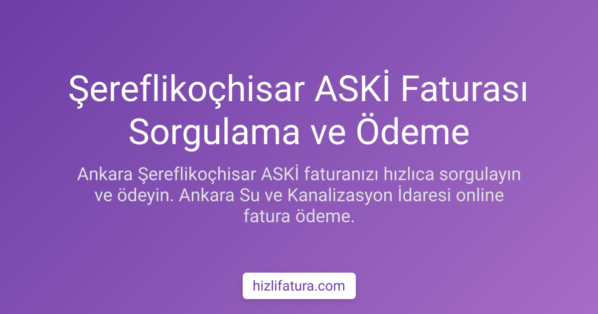 Şereflikoçhisar Su Faturası Ödeme - Ankara Yöntemleri