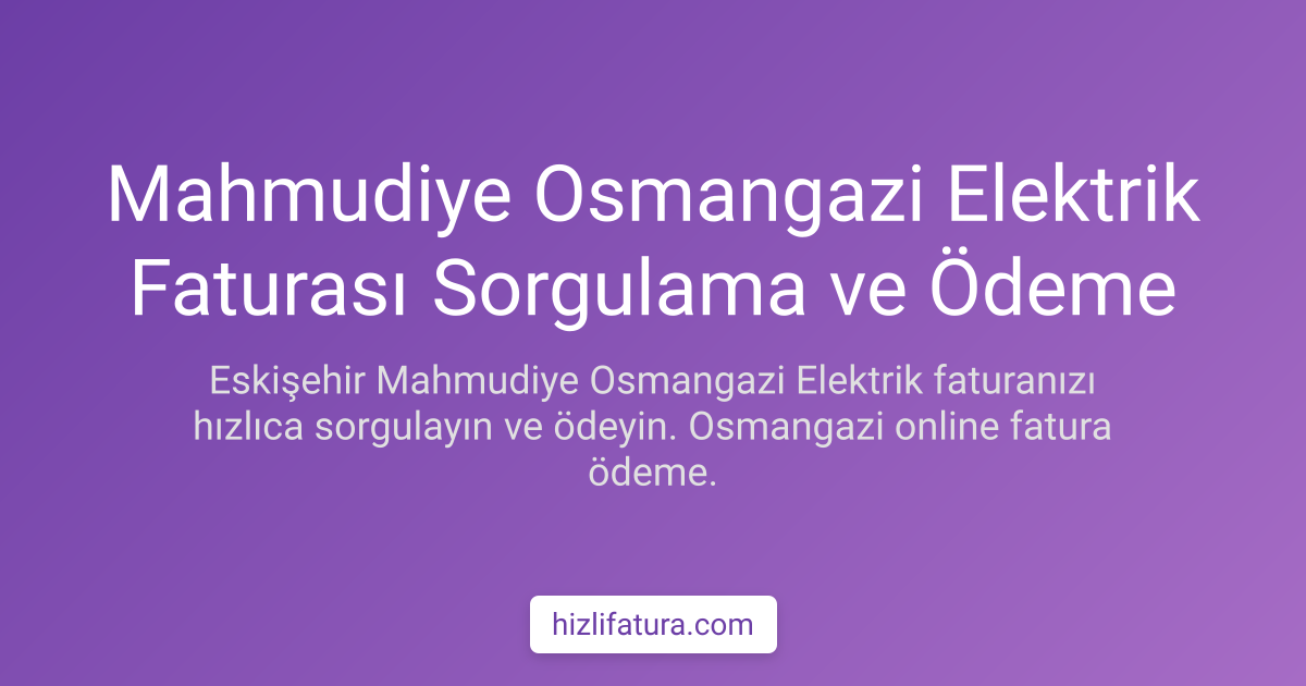 Mahmudiye Elektrik Faturası Ödeme - Eskişehir Yöntemleri