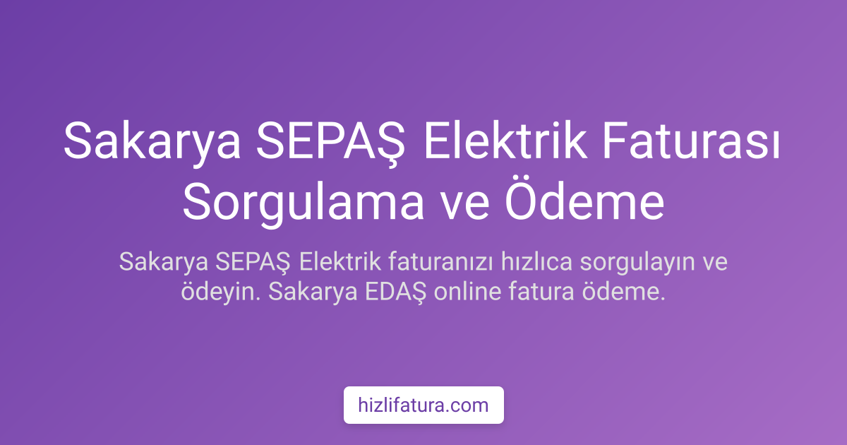 Sakarya Elektrik Faturası